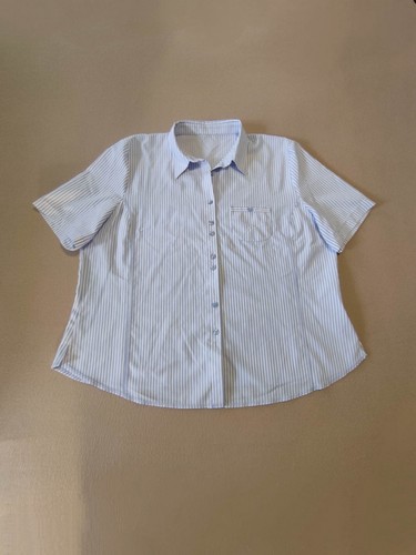 Bluse kurzarm blau weiß - bluse, kurzarm,