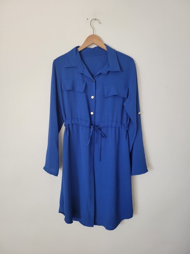 Blusenkleid blau royalblau - blusenkleid,